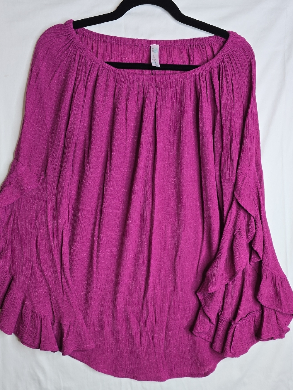 Fashion Express Cranberry Color Bell Sleeve Boho Western Peasant